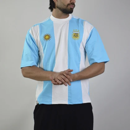 تیشرت فوتبالی آرژانتین مدل ZRA-4E0623 سفید آبی