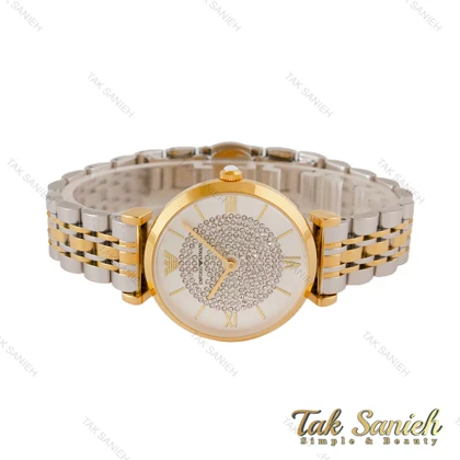 ساعت امپریوآرمانی زنانه دو رنگ طلایی نگین‌دار Armani-4417-L