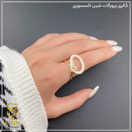 انگشتر زنانه مینا کاری شده / ابکاری نقره کد azm06