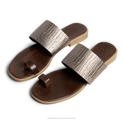 صندل اران گازولین نقره‌ای پیتون - GAAZOLIN Oran Sandals Silver Python