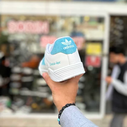 کتانی آدیداس داسلر سفید آبی سایز بزرگ 6063