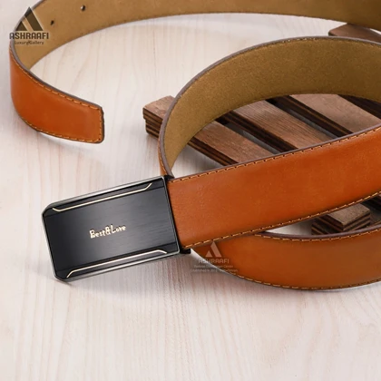 کمربند عسلی مردانه Leather Belt BL74