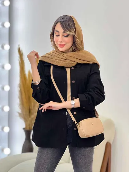 مانتو دو جیب برش‌دار روژین