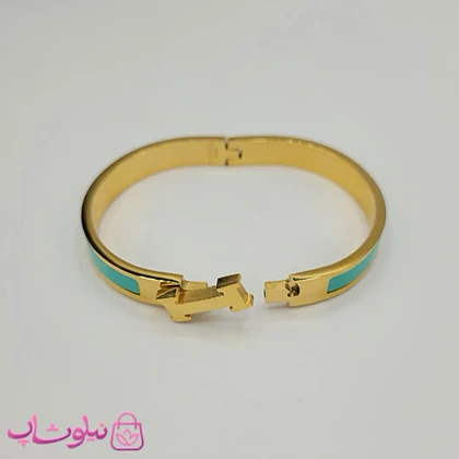 دستبند زنانه هرمس سبز طلایی استیل قفل اورجینال کد 680
