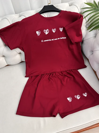 ست کراپ شورتک قلبی 3133