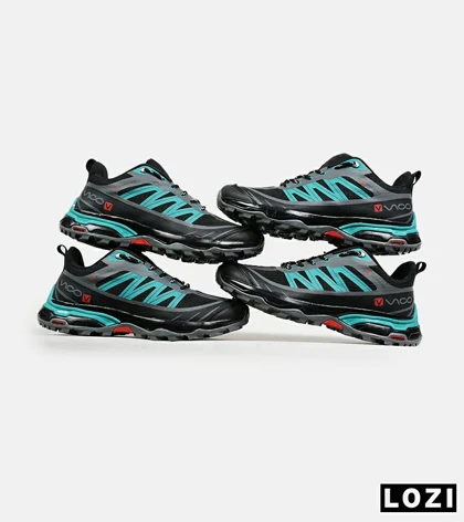 کفش کتانی مردانه و زنانه مشکی طوسی آبی Salomon Waterproof V.2 مدل 6718