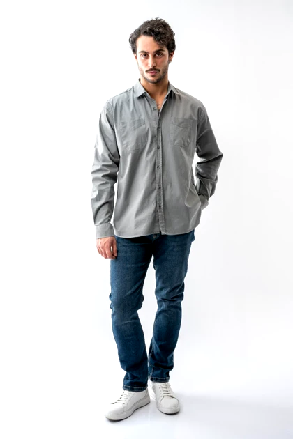 پیراهن آستین بلند دو جیب رگولار مردانه