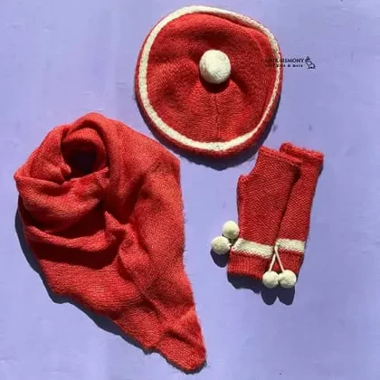 ست کلاه کج و شال و ساق دست بافت ENDLESS