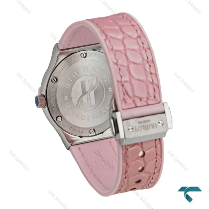 ساعت هابلوت زنانه استیل بند چرم طرح دار صورتی Hublot-7598-L