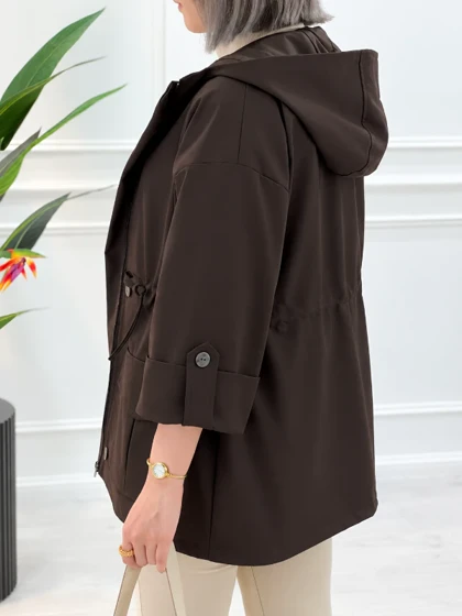 ترنچ کت کلاهدار شکلاتی مانیا