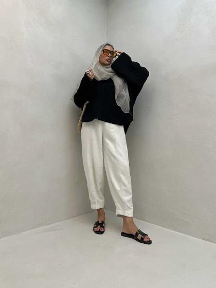 شومیز پنبه‌ای دکمه مخفی