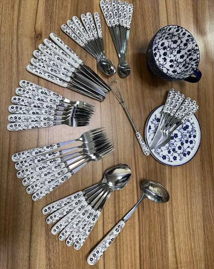 چنگال اردو خوری طرح دنی هوم گل آبی