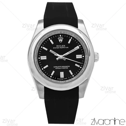ساعت رولکس اویستر پرپچوال مردانه قاب سیلور بند رابر مشکی 106605