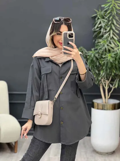 مانتو جیب کراواتی آستین پاکتی