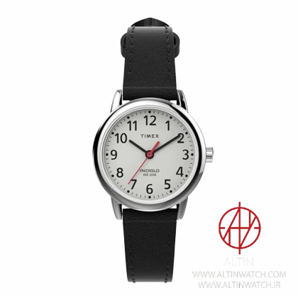 ساعت مچی زنانه تایمکس (Timex) مدل TW2V75300 (صفحه سفید، بند چرم مشکی، نور پس‌زمینه Indiglo)