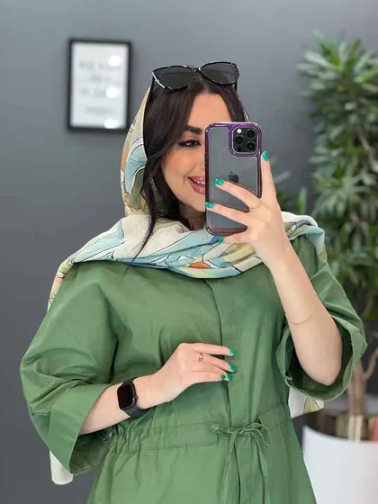 مانتو لینن دکمه مخفی کمرگت