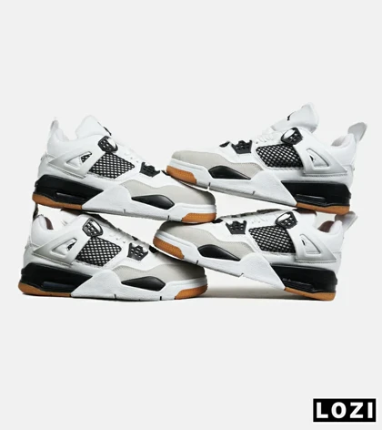 کتانی ساق‌دار زنانه و مردانه سفید مشکی Nike air jordan 4 مدل 6593