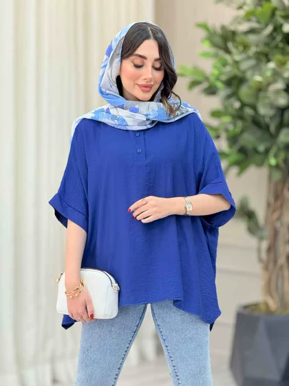 مانتو پانچ یقه دو دکمه