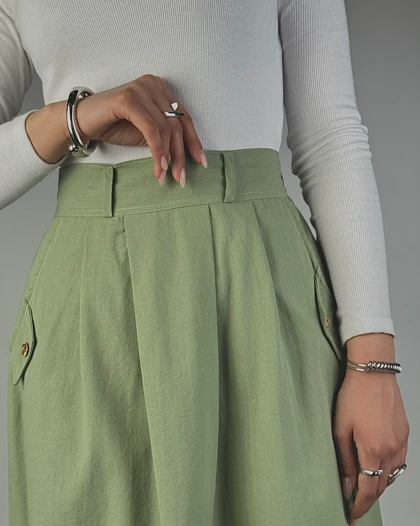 دامن لینن جیب لوزی کد 400065