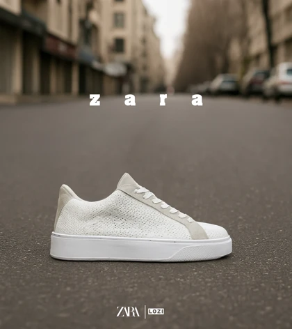 کفش کتانی کژوال مردانه سفید خاکستری ZARA مدل 7194