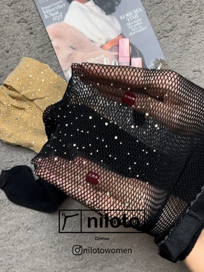 جوراب شلواری زنبوری نگین‌دار (092099)