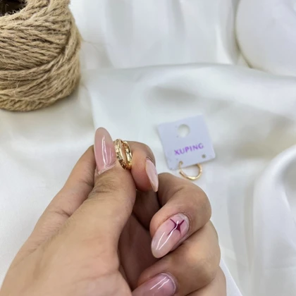 گوشواره زنانه حلقه‌ای مدل تابان تراش دار ژوپینگ