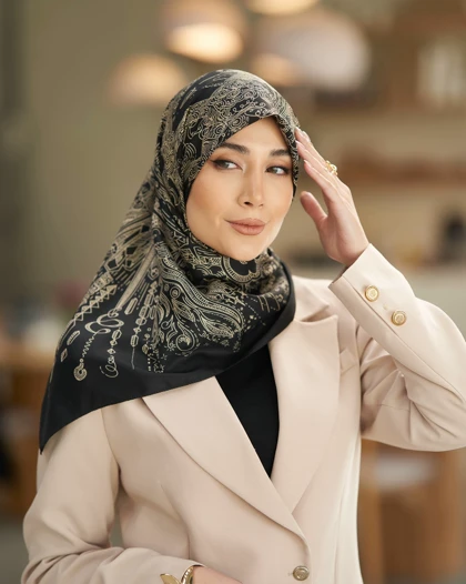روسری ابریشم توییل قواره 90 30184