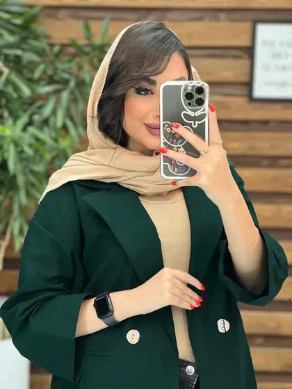مانتو لینن دو دکمه جیب نما