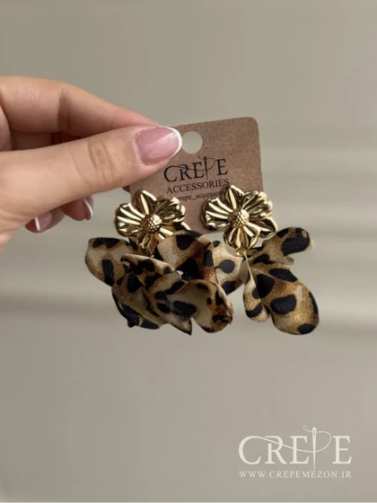 گوشواره پارچه ای پلنگی طرح برگ
