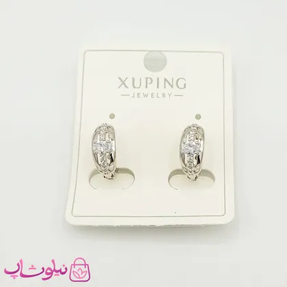 گوشواره حلقه‌ای دخترانه ژوپینگ کوچک نگین‌دار