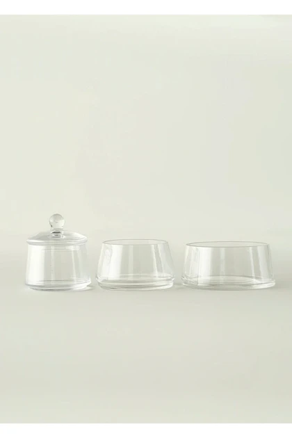 ظرف سرو پایه‌دار Bella Maison مدل Pyramid شیشه‌ای - طبیعی