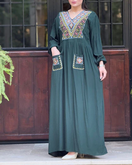 ماکسی نخی گلدوزی دوجیب 4122