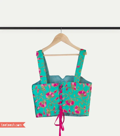 تاپ سوزندوزی سبز و سرخابی