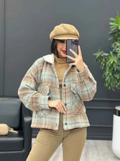 شکت چهارخونه یقه خز
