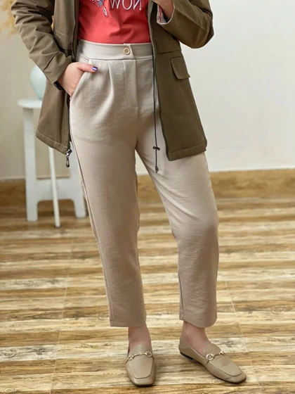 شلوار جلو پیلی مام فیت کد 2450