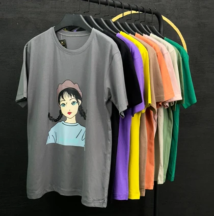 تیشرت زنانه نخ پنبه طرح دختر