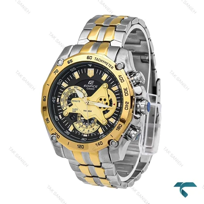 ساعت کاسیو ادیفایس مردانه EF550 دورنگ طلایی صفحه مشکی Casio-6241-G