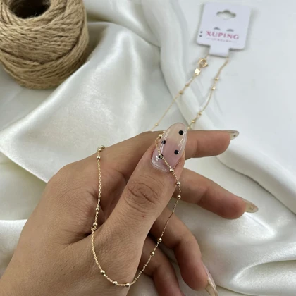 گردنبند زنانه ژوپینگ مدل گوی طرح توپی طلایی رنگ ثابت