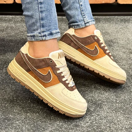 کفش کتانی اسپرت مردانه رنگ کرم مدل نایک NIKE AIR FORCE