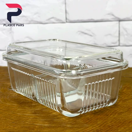 ظرف کره خوری شیشه ای 2 خانه لیمون