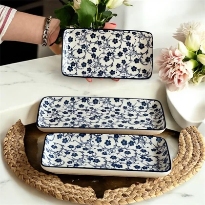 رولت خوری دنی هوم طرح گل سرمه ای در سه سایز / BA18_BA19_BA20