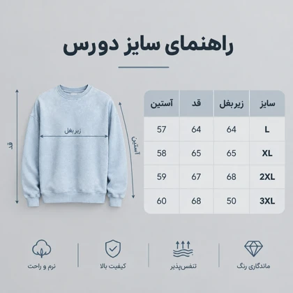 دورس سنگشور یقه گرد آبی آسمانی پارچه دورس سه نخ با کیفیت k160 / اورجینال دیلم
