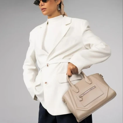 کیف دوشی زنانه چرم مصنوعی دسته دار دیوید جونز DAVIDJONES