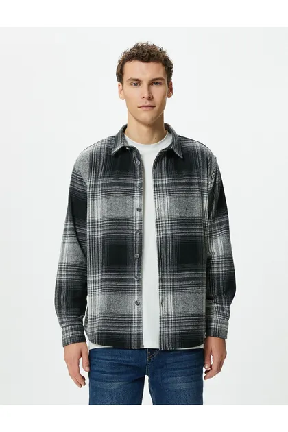 پیراهن یقه کلاسیک دکمه دار آستین بلند 4WAM60083HW