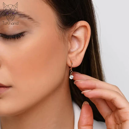 گوشواره حلقه‌ای آویز الماس ژوپینگ