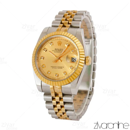 ساعت رولکس دیت جاست مردانه دورنگ طلایی صفحه طلایی اتوماتیک 105352