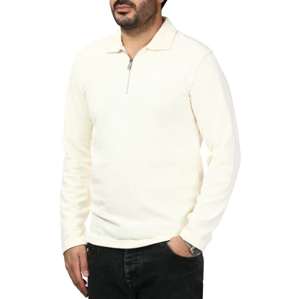 پولوشرت آستین بلند نیم زیپ مردانه سیزر مدل 1550452