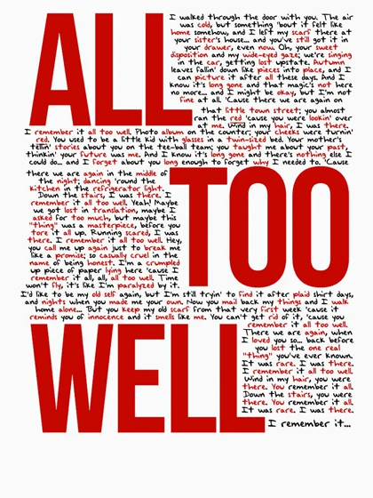 تیشرت کلاسیک تیلور سوئیفت | All Too Well (all lyrics) in White تک سایز کد 274112