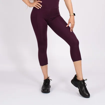لگ اسلیم افکت جیب‌دار بادمجانی قد 75 - Agi Slim Effect Leggings Mürdüm