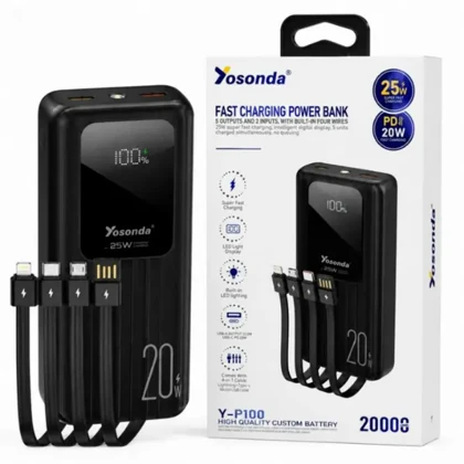 پاوربانک یوسوندا ظرفیت 20000 مدل Y-P100